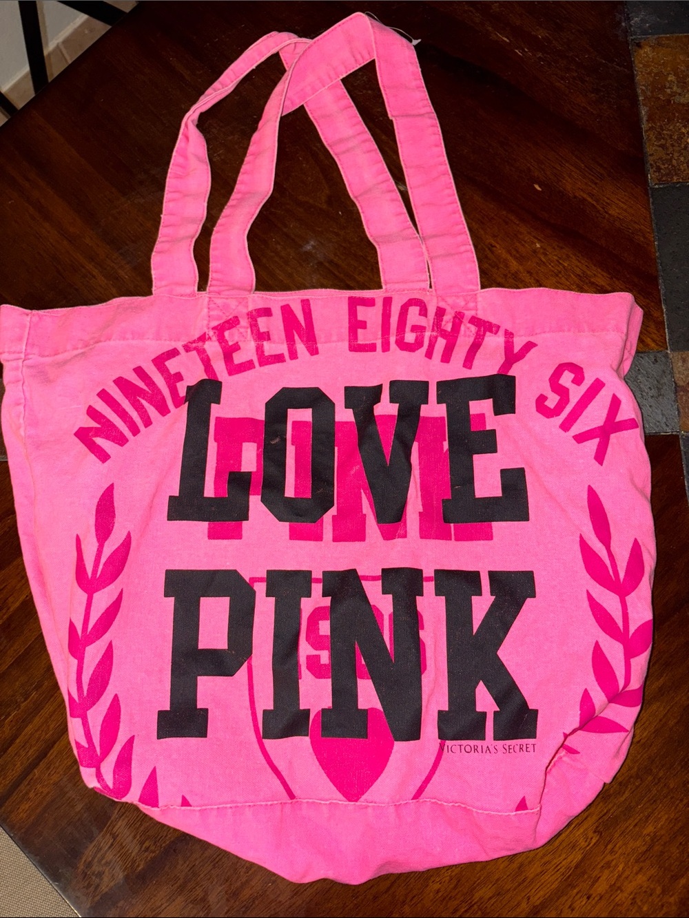 PINK Victoria's Secret Hot Pink Canvas 'LOVE PINK' Tote